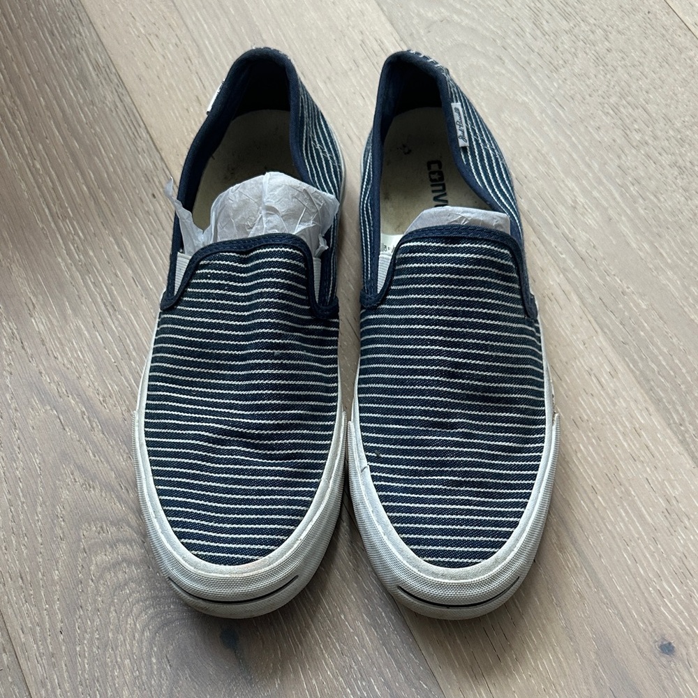 Converse Navy and White Striped Slip-On Shoes